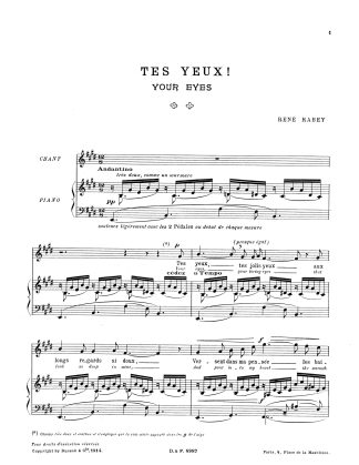 Tes yeux! (E) with Violin Obligato