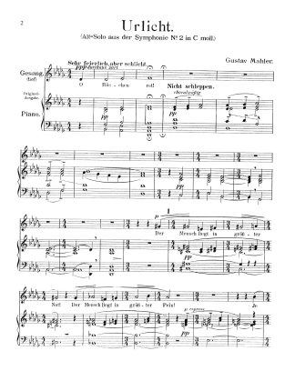 Sym. No. 2 (Alto Solo) Urlicht Original Key (Db) g.