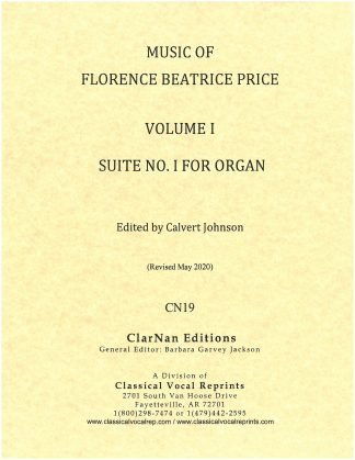 Music of Florence Beatrice Price, Vol. 1, Suite No. 1 for Organ (New edition, June 2020)