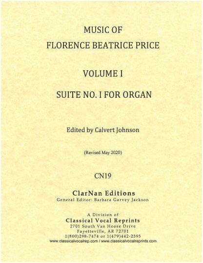 Music of Florence Beatrice Price, Vol. 1, Suite No. 1 for Organ (New edition, June 2020)