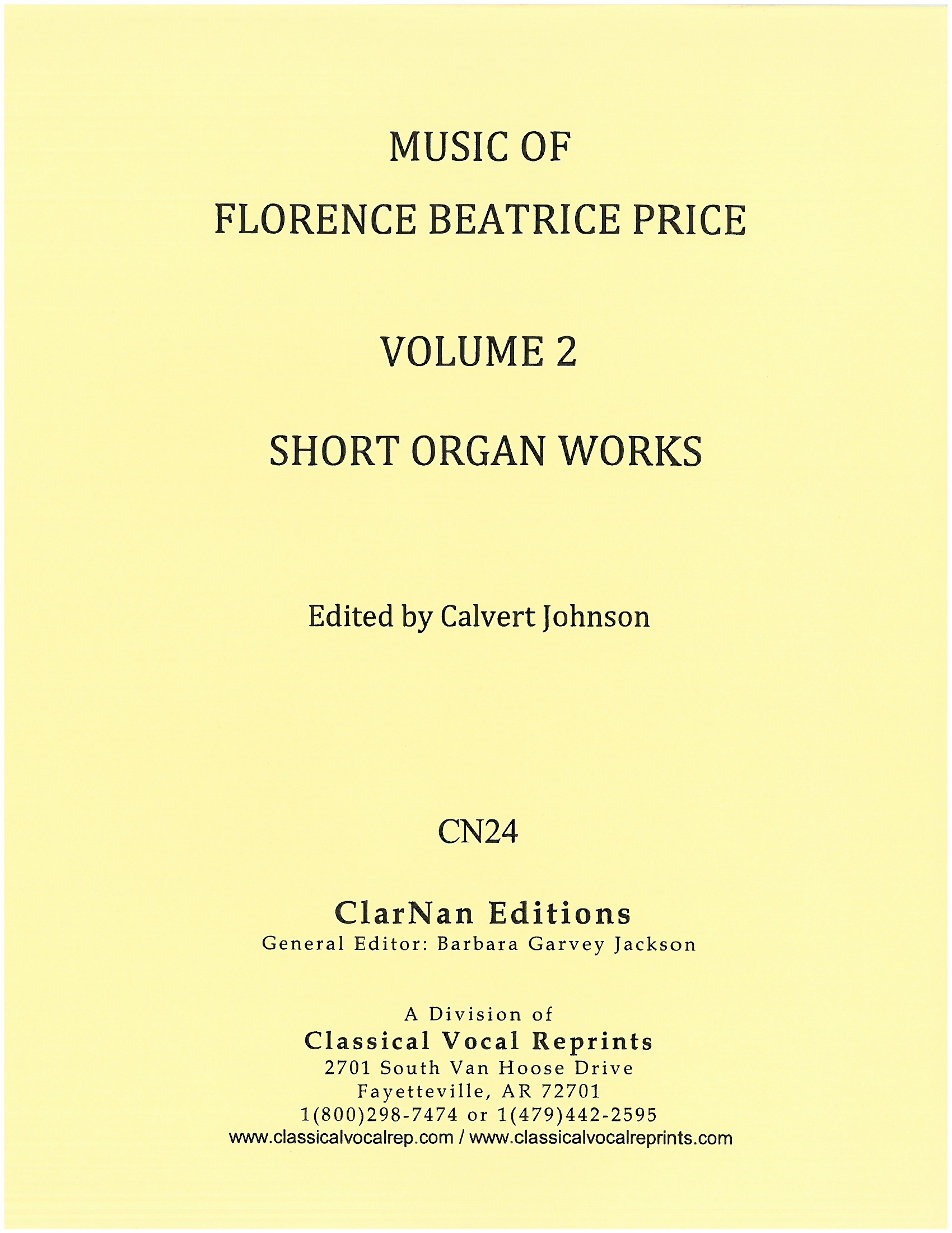 Music of Florence Beatrice Price, Vol. 2, Short Organ Works – Classical ...