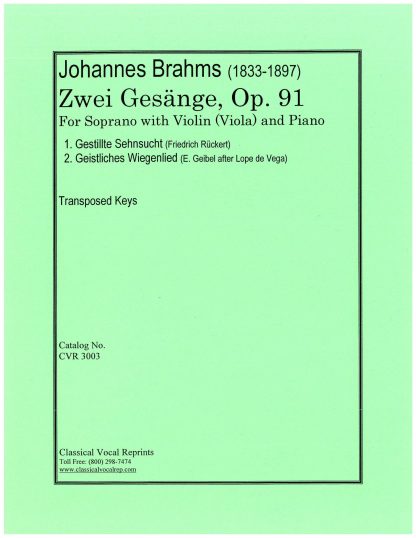 Zwei Gesange Op. 91 (Higher Keys) with violin (viola)