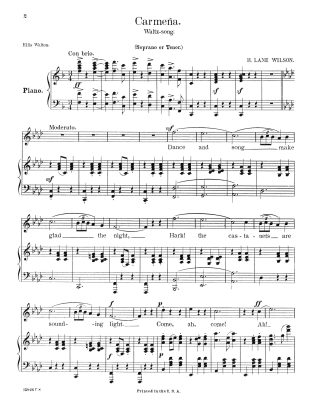 Carmena (Waltz Song) (Key F) English Text