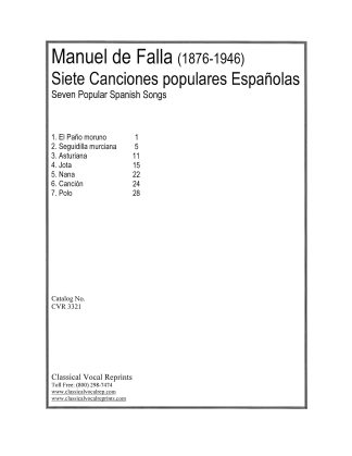 Siete Canciones Populares Espanolas (Spanish, French Text)