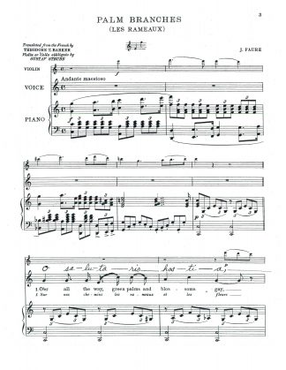 Palms The (Les Rameaux) (C) French, English text. with Obligato Violin or Cello
