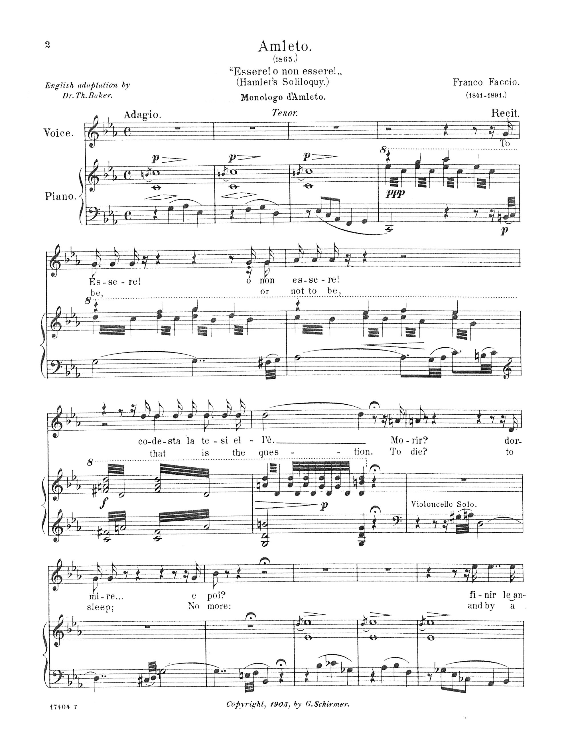 Amleto Monologo d'Amleto Essere! o non essere! i.e. Classical Vocal Reprints Amleto Monologo d'Amleto Essere! o non essere! i.e. Classical Vocal Reprints