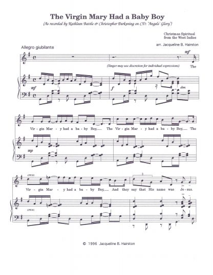 The Virgin Mary Had a Baby Boy (arr. Jacqueline Hairston)
