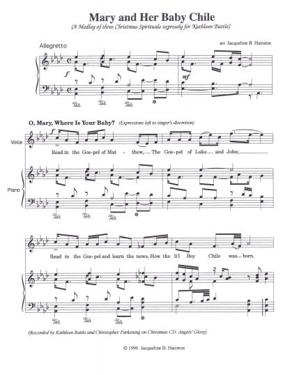 Mary and Her Baby Chile (Medley of 3 Spirituals) (Hairston)
