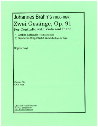 Zwei Gesange Op. 91 (Original Keys) with viola