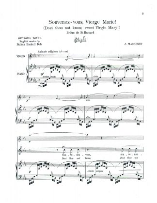 Souvenez-vous Vierge Marie (Eb) with Violin Obligato