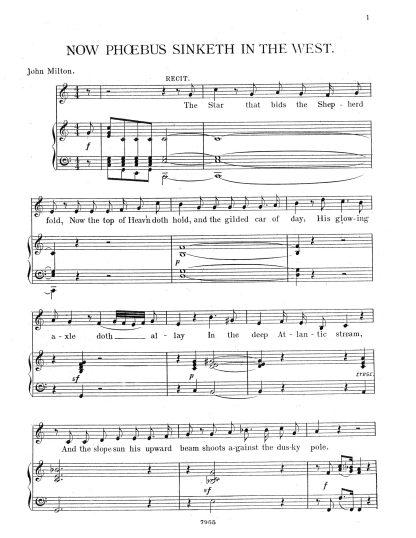Now Phoebus sinketh in the West (From Comus) (F)