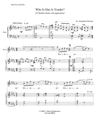 Who Is Dat-A-Yonder? (To Kathleen Battle) (Hairston) (bb)