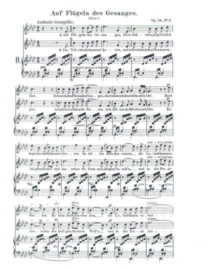 Auf Flugeln des Gesanges, Op. 34, No. 2 (Key Ab) German text (Solo Version NOT Duet)