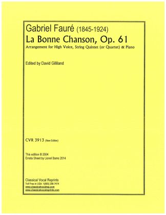 La Bonne Chanson (String Quintet (Opt. Quartet) & Piano)