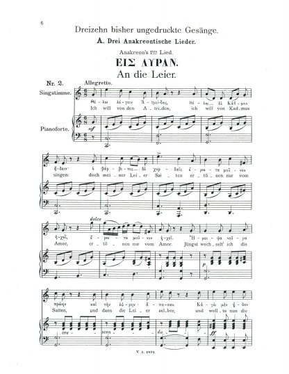 Drei Anakreontische Lieder (An die Leier Auf sich selbst)
