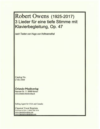 3 Lieder Op. 47 fur eine tiefe Stimme-Hugo von Hofmannsthal