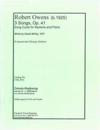 3 Songs Op. 41 for Baritone and Piano (Claude McKay)
