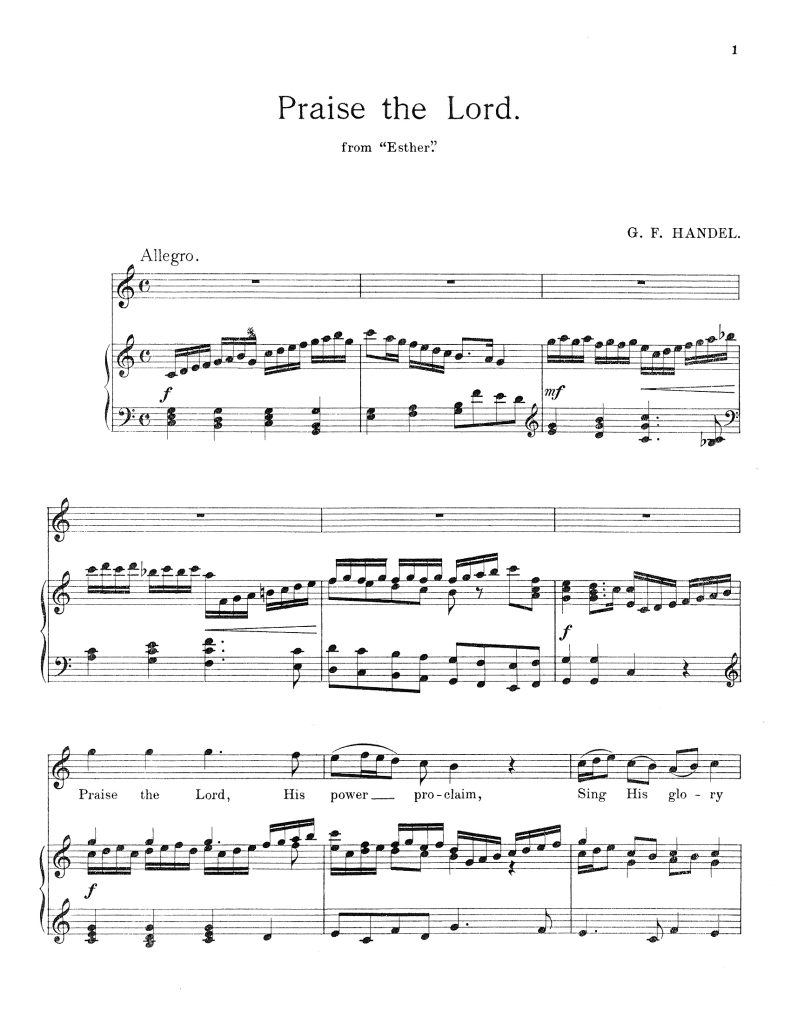 Esther Praise the Lord (ed. Diack) (C) – Classical Vocal Reprints