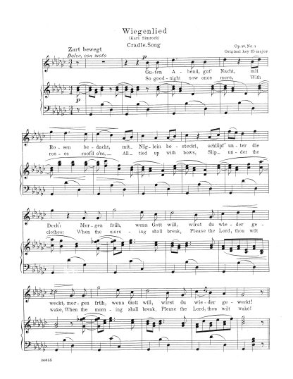 Wiegenlied Op. 49 #4 (Lullaby) (Gb) with facsimile
