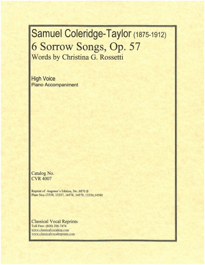 6 Sorrow Songs Op. 57 (C. Rossetti)