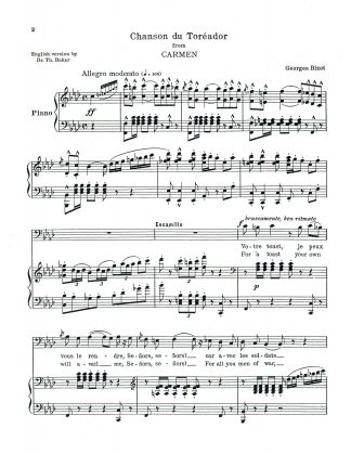 Carmen (Toreador Song) Votre toast original key f minor