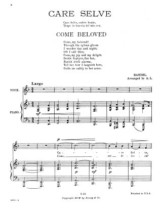 Care selve - Come Beloved arranged Amelia Lehmann (F)