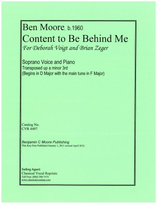 Content to Be Behind Me (Transposed Higher Key in F)