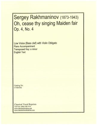 Oh cease thy singing Maiden fair Op.4 No.4 with Violin Obligato (e minor) Bass Clef