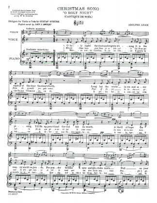 O Holy Night (Cantique de Noel) (Key C) with Violin or Cello Obligato