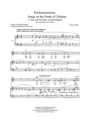 Kindertotenlieder - Medium - German with English by Glen Roven