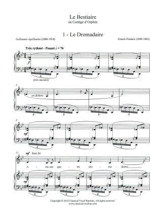 Le Bestiaire (Transposed down Major 2nd)