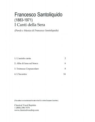 I Canti della Sera (Four Songs) Transposed down a Major 3rd