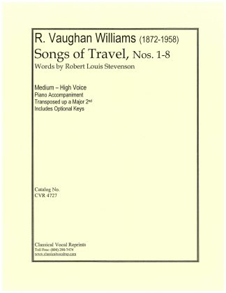 Songs of Travel, Nos. 1 - 8 Transposed up a Major 2nd