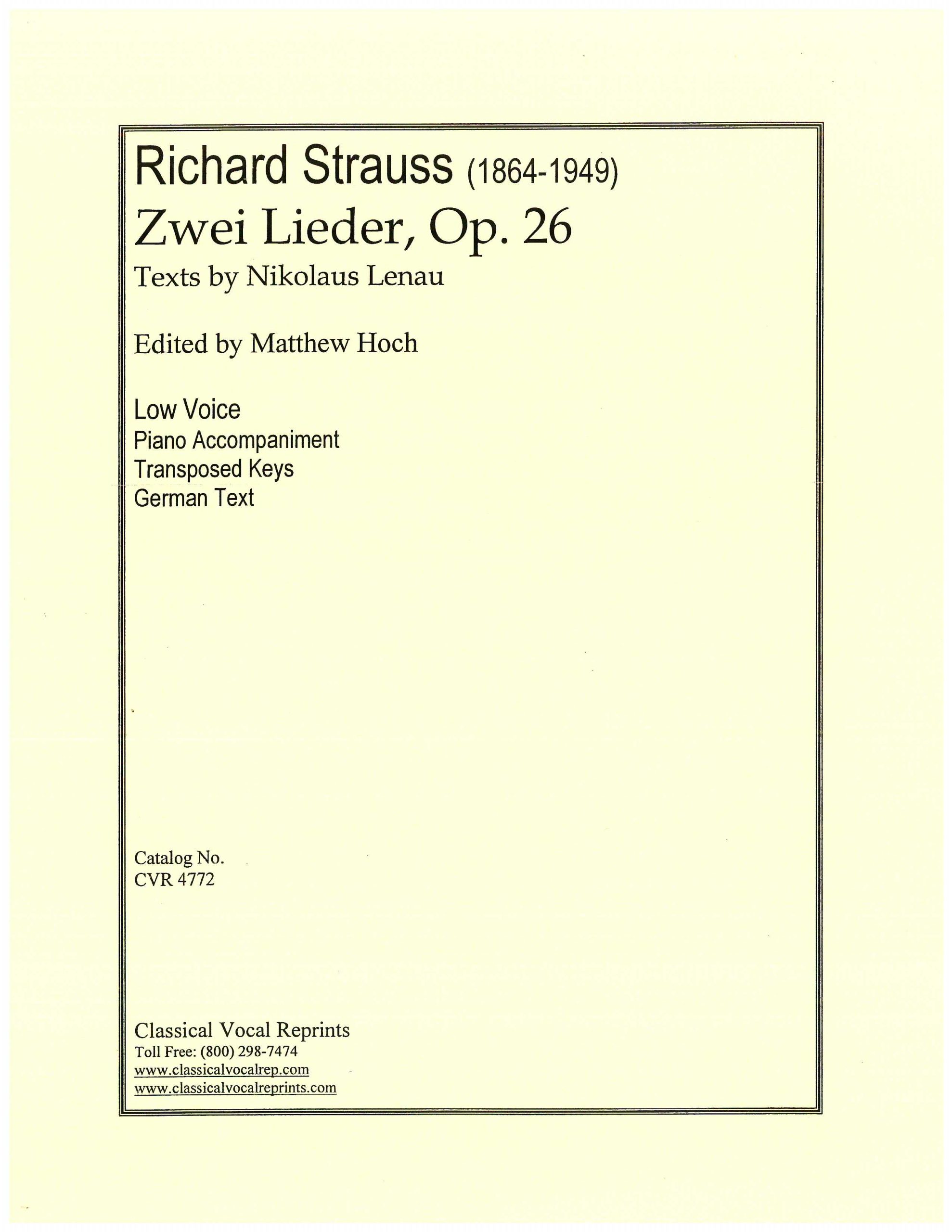 Zwei Lieder, Op. 26 (Lenau) Edited by Matthew Hoch