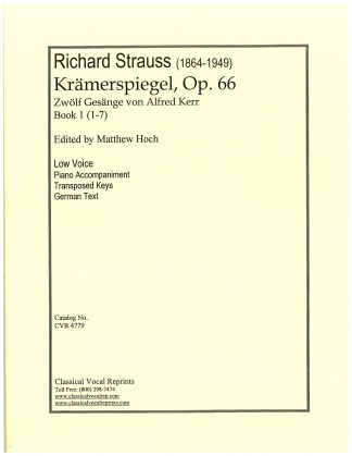 Kramerspiegel, Op. 66 Book 1 (Songs 1-7) Transposed Low Keys Edited by Matthew Hoch