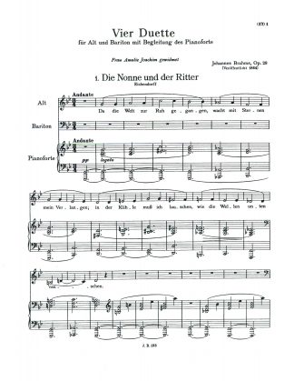 Vier Duette, Op. 28 fur Alt und Bariton (Mandyczewski)