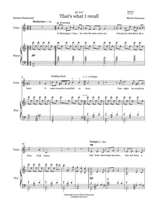 That's what I recall (Cabaret Song) Lyrics by Barbara Hammond