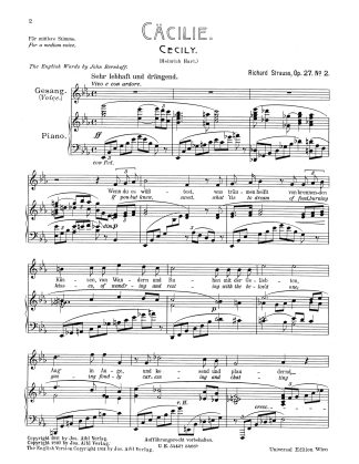 Cacilie, Op. 27, No. 2 (Medium High Key - E-flat)