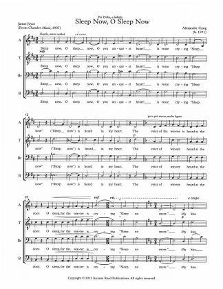 Sleep Now, O Sleep Now (James Joyce) for unaccompanied quartet