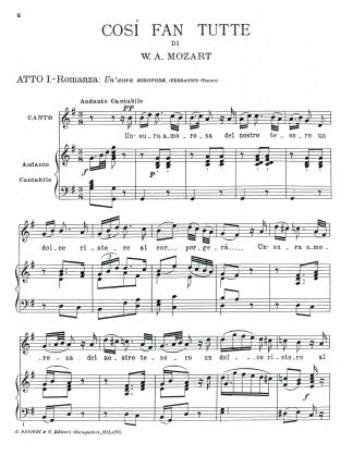 Cosii fan tutte Un' aura amorosa (G) not original key - 2nd verse has a cut