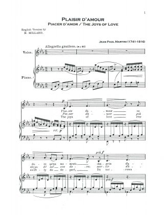 Plaisir d'amour (Eb) French, Italian, English text