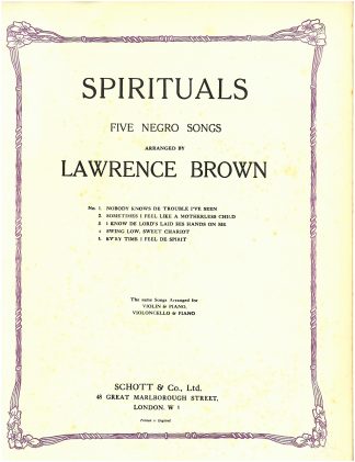 Five Negro Spirituals arranged by Lawrence Brown