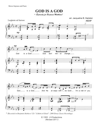 God is a God - Mezzo Soprano - Key E-flat