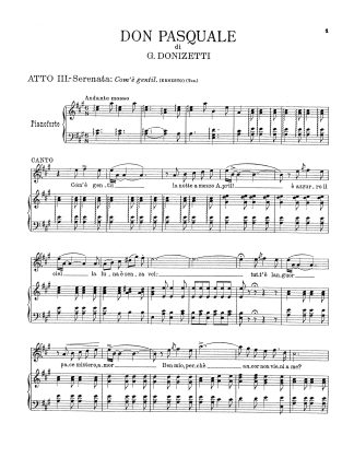 Don Pasquale Com' e gentil (Solo voice, No chorus)