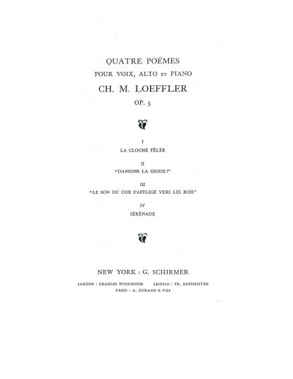 Quatre Poemes Op. 5 (Medium voice with viola)