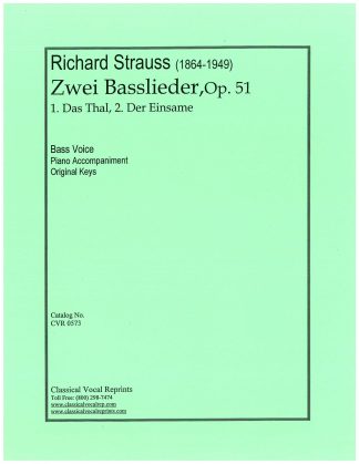 Zwei Basslieder Op. 51 (1. Das Thal 2. Der Einsame)