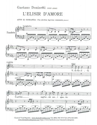 L'Elisir d'Amore Una furtiva lagrima (Bb minor)