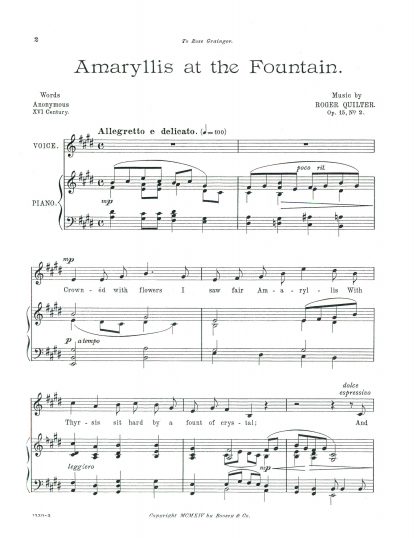 Amaryllis at the Fountain, Op. 15 No. 2