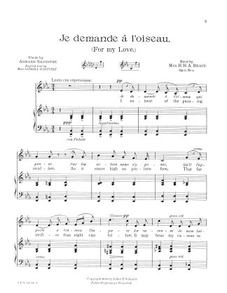 Je demande a l'oiseau. (For My Love) Op. 51 #4 e. f.