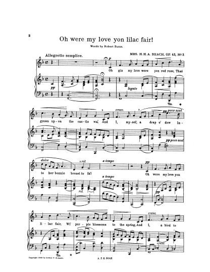 Oh were my love yon lilac fair. Op. 43 #3 (Burns)